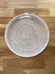 Beige Round Rattan Trays (Set of 2)