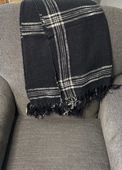 Windowpane Plaid Throw - Black