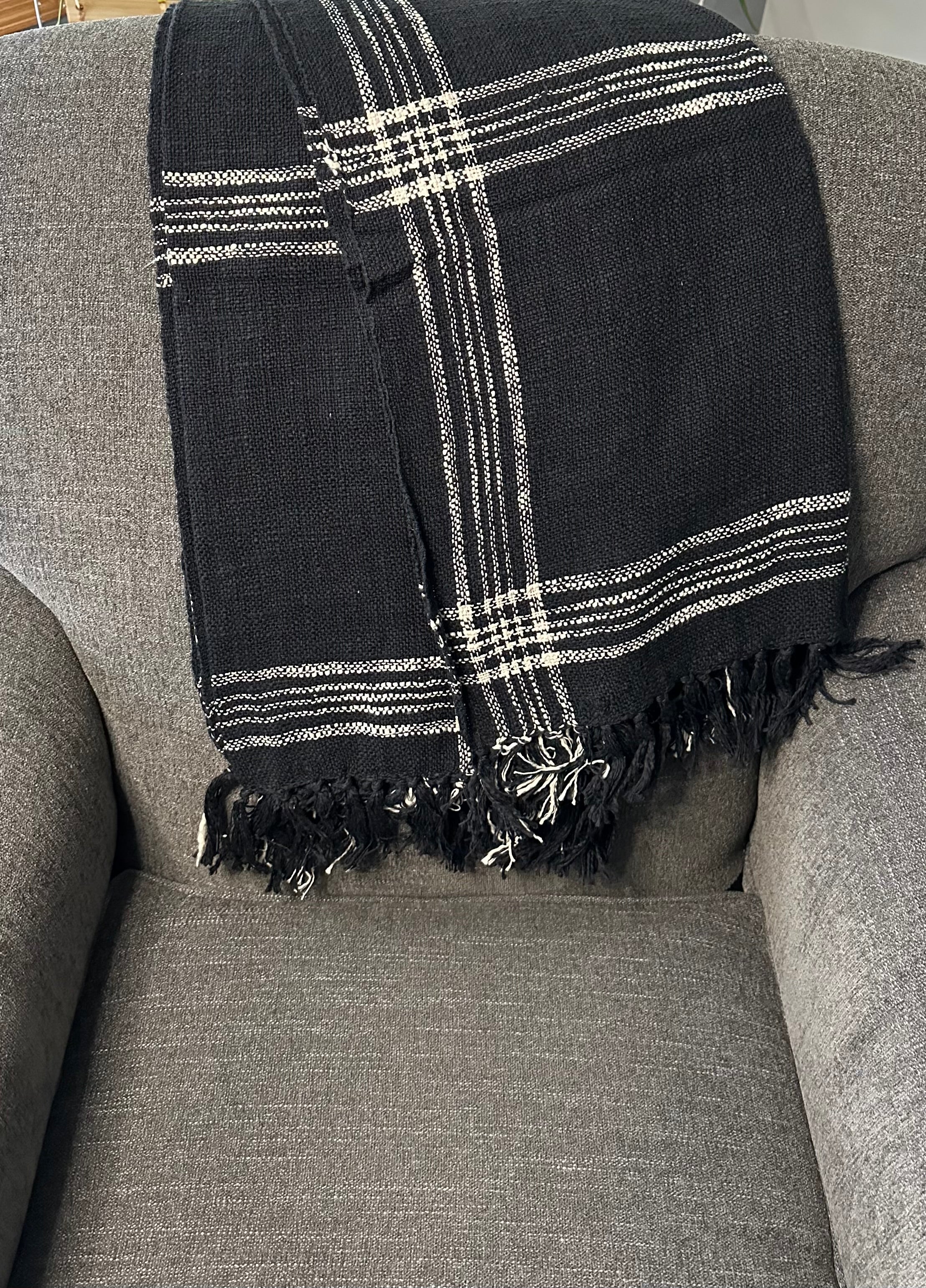 Windowpane Plaid Throw - Black