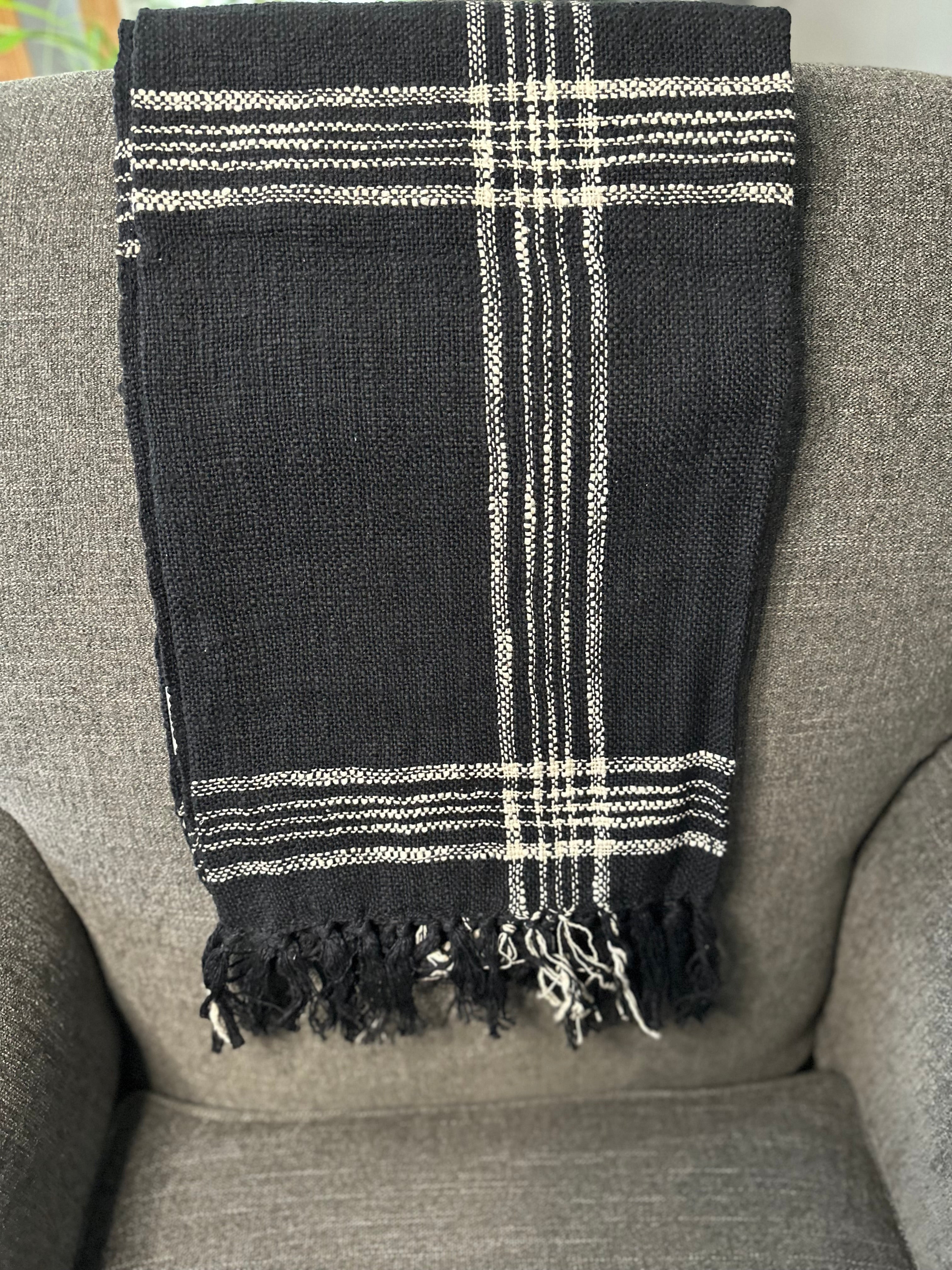 Windowpane Plaid Throw - Black