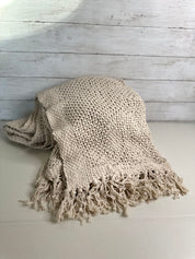 Knitted Waffle Throw - Cream