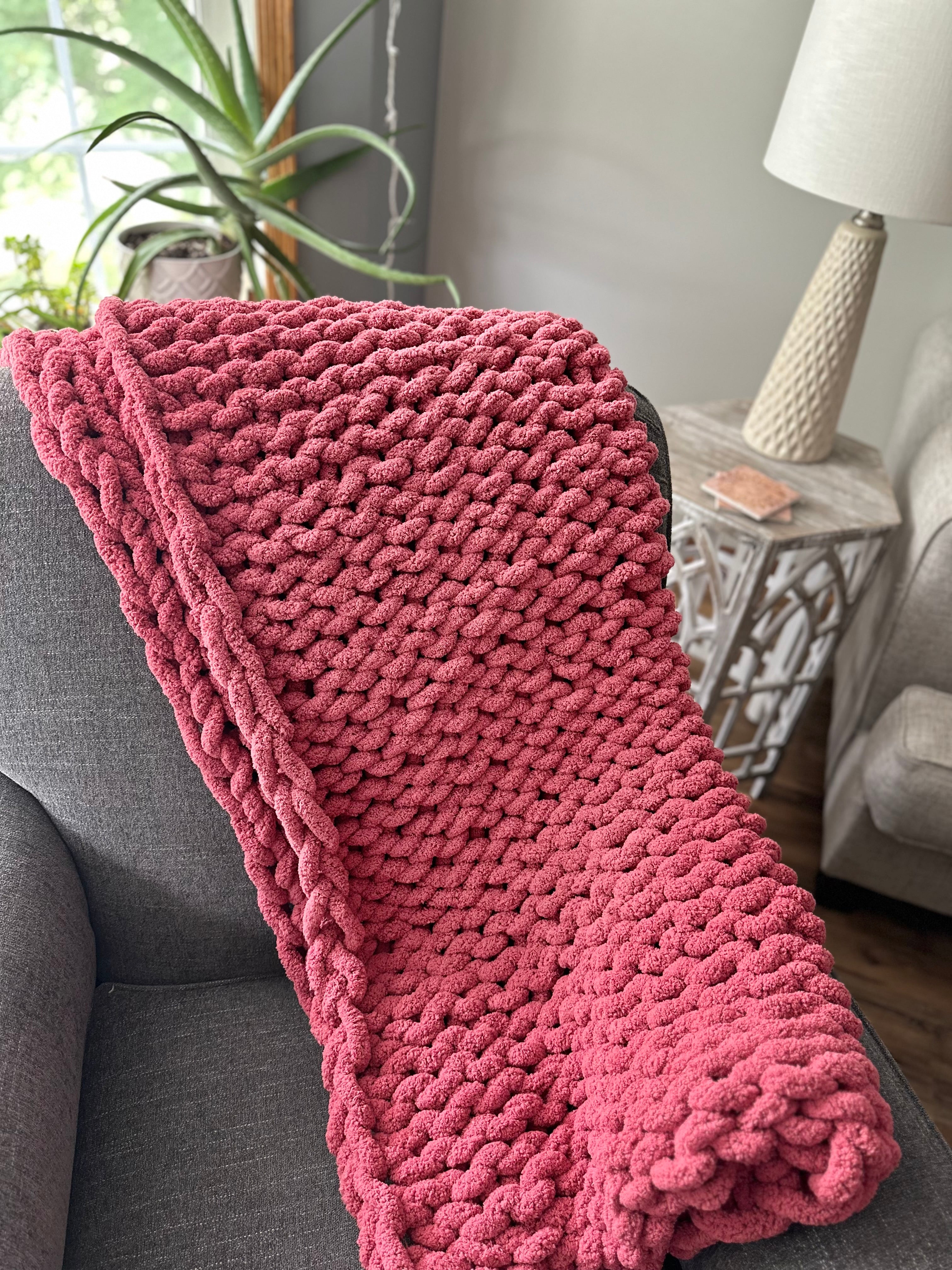 Mulberry Chunky Knit Blanket