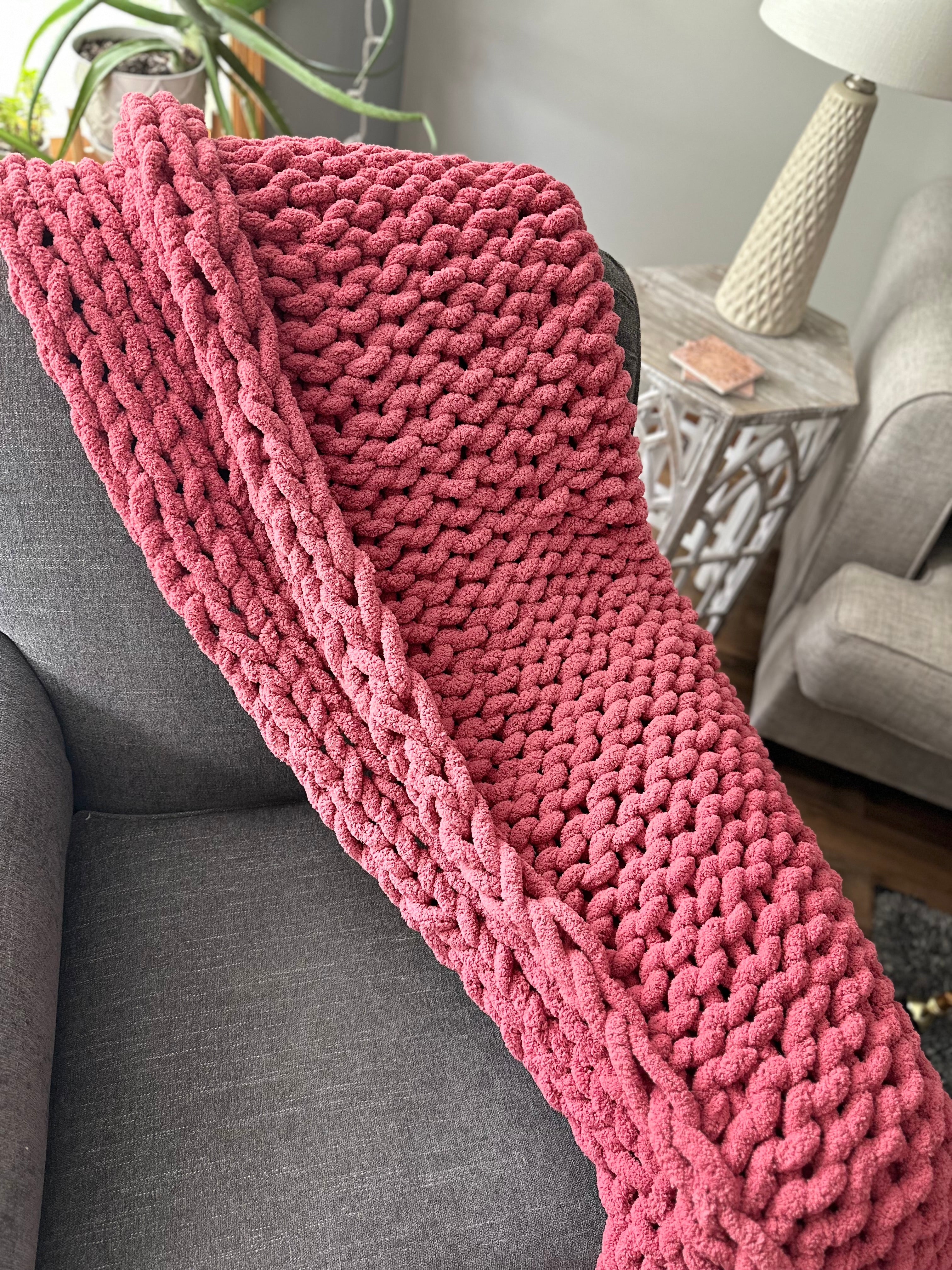 Mulberry Chunky Knit Blanket