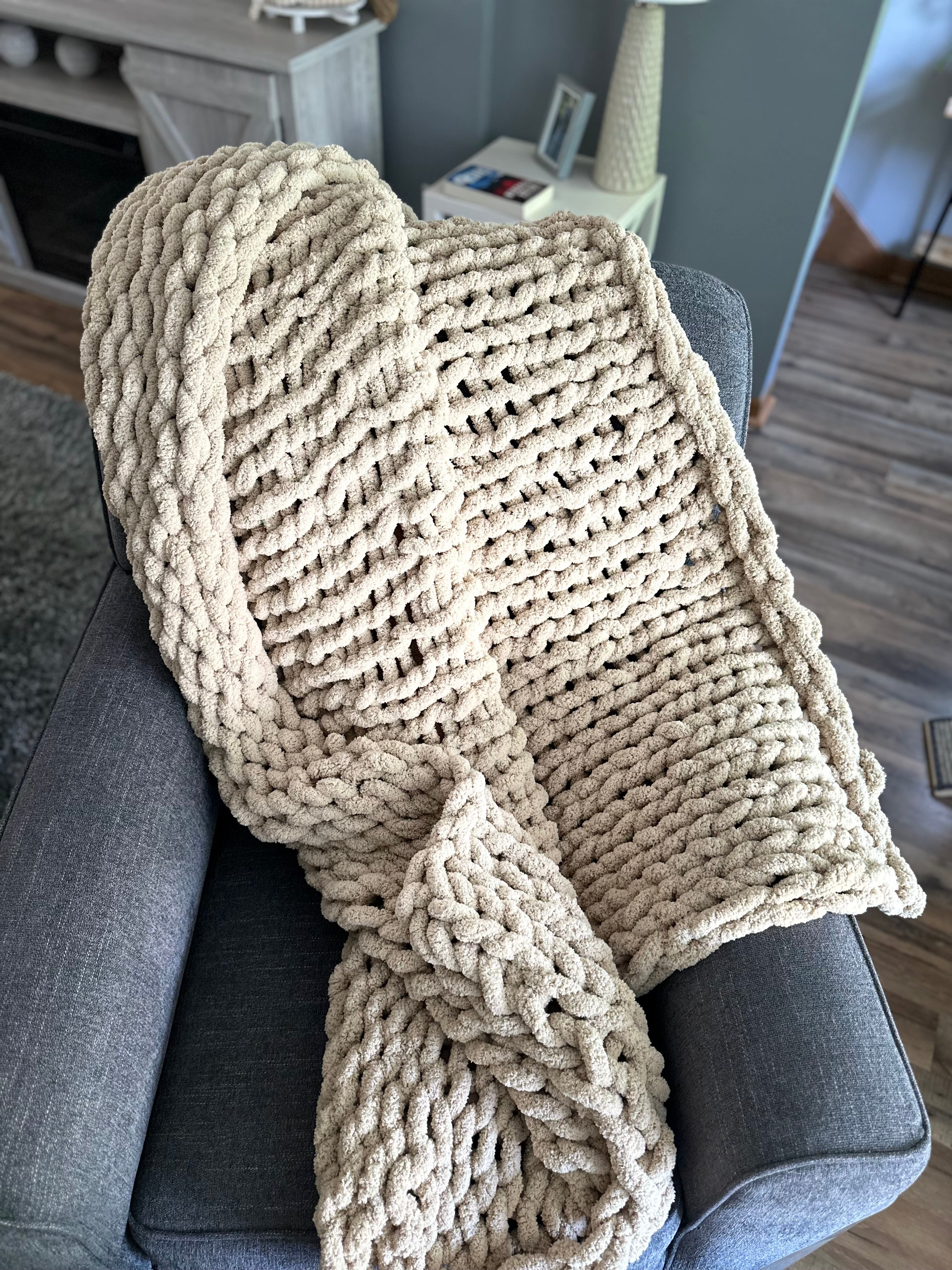 Taupe Chunky Knit Blanket