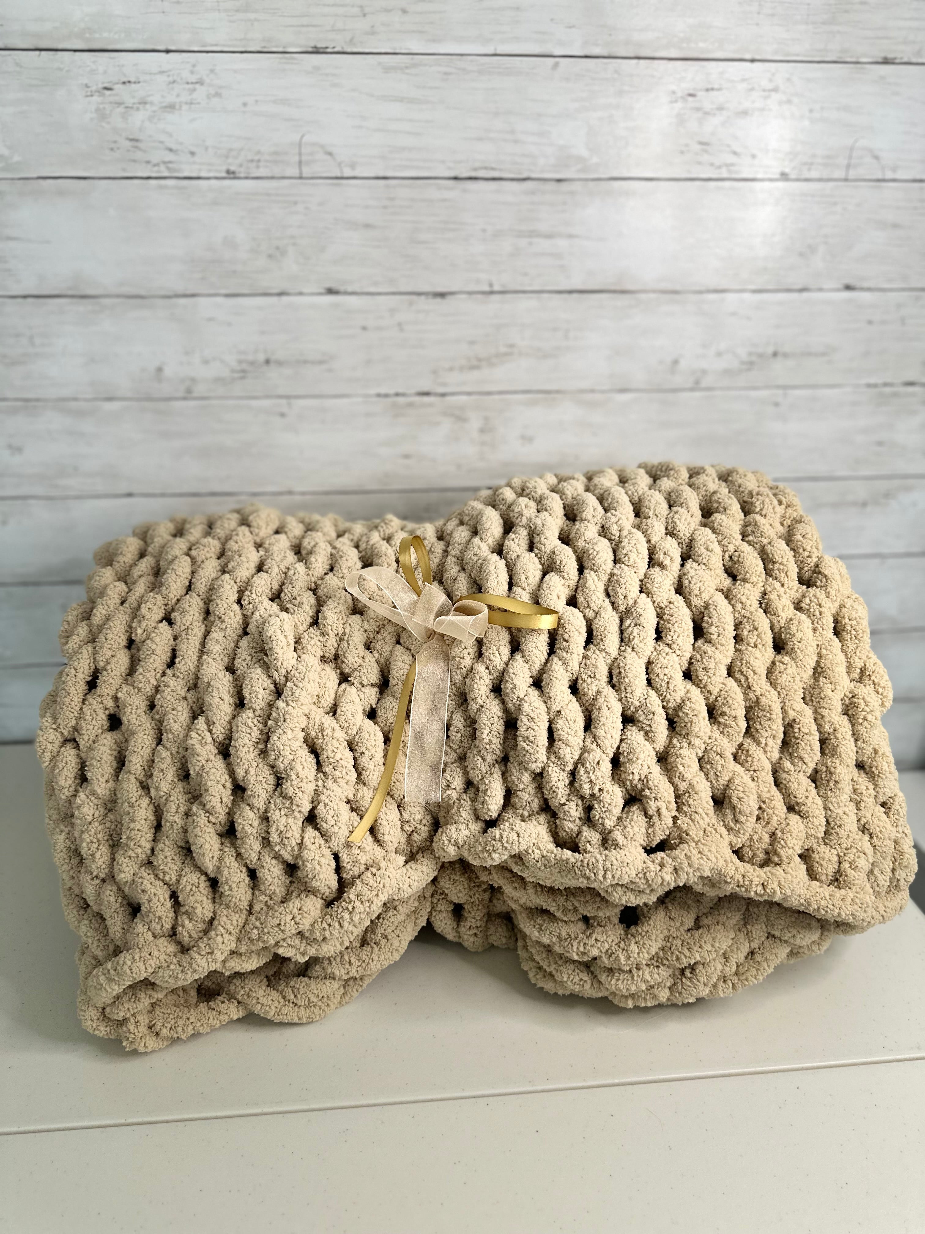 Taupe Chunky Knit Blanket
