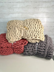 Dark Grey Chunky Knit Blanket