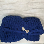 Dark Blue Chunky Knit Blanket