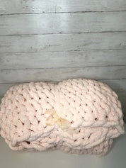 Light Pink Chunky Knit Blanket